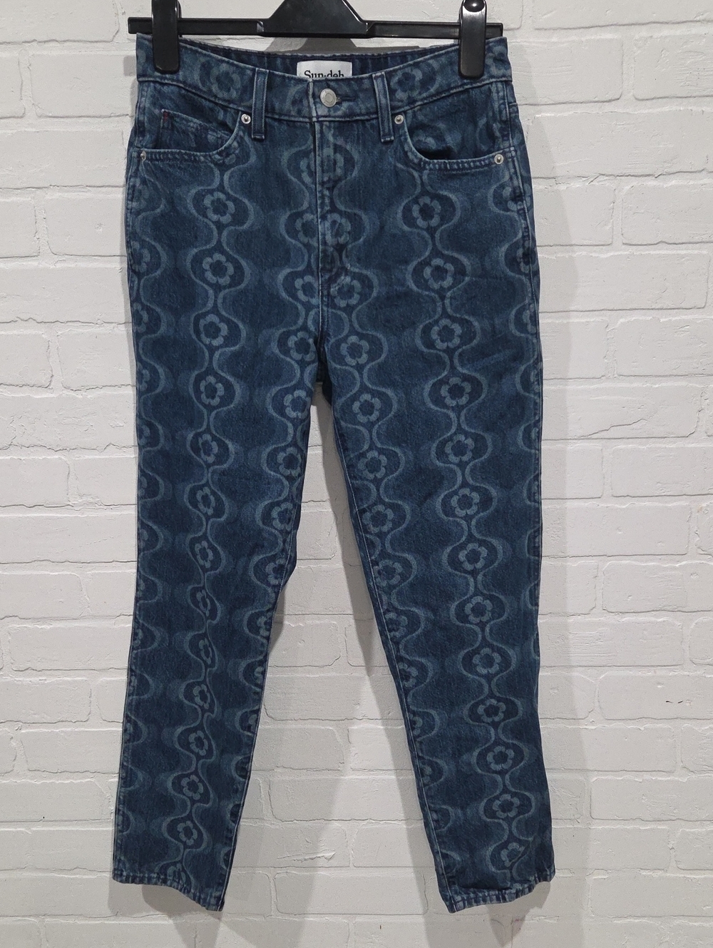 Sun•deh Blue Wave Floral High-Rise Jeans